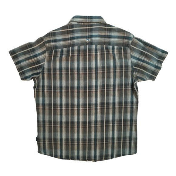 Kuhl Men's Button Front Shirt Blue/Gray Plaid Double Pockets Linen/Cotton L euc - Picture 5 of 5